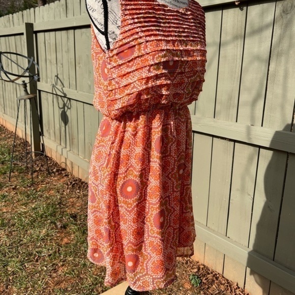 Pink Owl Orange Sleeveless Dress with Circle Pattern - Picture 13 of 15